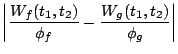 $\displaystyle \left\vert\frac{W_f(t_1, t_2)}{\phi_f}-\frac{W_g(t_1,
t_2)}{\phi_g}\right\vert$