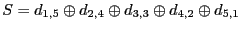 $ S = d_{1,5} &oplus; d_{2,4}
&oplus; d_{3,3}
&oplus; d_{4,2}
&oplus; d_{5,1}$
