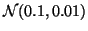 $ \mathcal{N}(0.1, 0.01)$