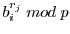 $ b_i^{r_j} \;mod\;p$