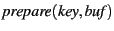 $prepare(key, buf)$
