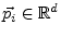 $ \vec{p}_i\in\mathbb{R}^d$