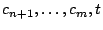 $ c_{n+1}, \ldots, c_m, t$