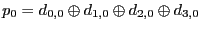 $ p_0 = d_{0,0} &oplus;
d_{1,0} &oplus;
d_{2,0} &oplus;
d_{3,0}$