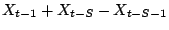 $\displaystyle X_{t-1} + X_{t-S} - X_{t-S-1}$