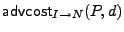 $ {\sf advcost}_{I\rightarrow{}N}(P, d)$