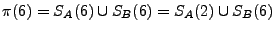 $\pi(6) =
S_A(6) \cup S_B(6) = S_A(2) \cup S_B(6)$
