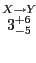 $\stackrel{X\rightarrow Y}{3_{-5}^{+6}}\!$