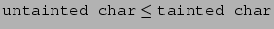$ \texttt{untaintedchar}\leq\texttt{tainted char}$