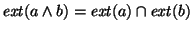 $\mathit{ext}(a \wedge b) = \mathit{ext}(a)\cap\mathit{ext}(b)$