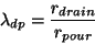 \begin{displaymath}\lambda_{dp} = \frac{r_{drain}}{r_{pour}}\end{displaymath}