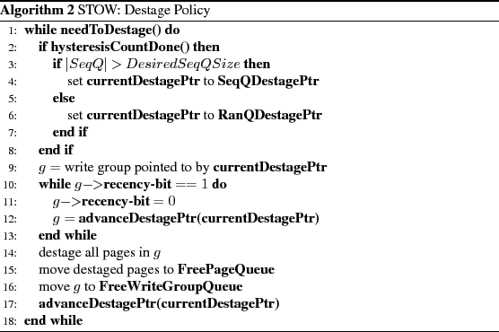 \begin{algorithm}
% latex2html id marker 397
[t!]
\caption{STOW: Destage Policy}...
...advanceDestagePtr(currentDestagePtr)}
\ENDWHILE
\end{algorithmic}\end{algorithm}