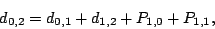 \begin{displaymath}
d_{0,2} = d_{0,1} + d_{1,2} + P_{1,0} + P_{1,1},
\end{displaymath}