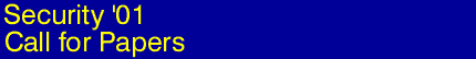 Security '01 Call for Papers