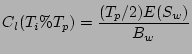 $\displaystyle C_l (T_i\%T_p) = \frac{(T_p/2) E(S_w)}{B_w}$