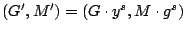 $(G', M') = (G \cdot y^s, M \cdot g^s)$