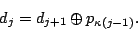 \begin{displaymath}
d_{j} = d_{j+1} \oplus p_{\kappa(j-1)}.
\end{displaymath}