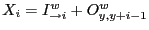 $ X_i = I^w_{\rightarrow i} + O^w_{y,y+i-1}$