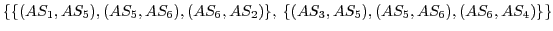 $\{\{(AS_1,AS_5),(AS_5,AS_6),(AS_6,AS_2)\},\:\{(AS_3,AS_5),\\ (AS_5,AS_6),(AS_6,AS_4)\}\}$