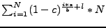 $\sum_{i=1}^{N}
(1 - c)^{\frac{i * s}{b} + l} * N$