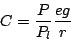\begin{displaymath}
C=\frac{P}{P_l}\frac{eg}{r}
\end{displaymath}