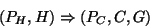 \begin{displaymath}(P_H, H) \Rightarrow (P_C, C, G)\end{displaymath}