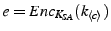 $ e=Enc_{K_{SA}}(k_{\descr {c}})$