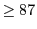 $ \geq 87$
