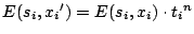 $E(s_i, {x_i}') = E(s_i, x_i) \cdot {t_i}^n$