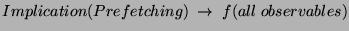 $ Implication(Prefetching)\;\rightarrow\;f(all\;observables)$