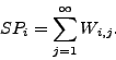 \begin{displaymath}
SP_i = \sum_{j=1}^{\infty} W_{i, j}.
\end{displaymath}