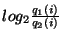 $log_2 \frac{q_1(i)}{q_2(i)}$