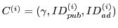 $C^{(i)}
= (\gamma, ID^{(i)}_{pub}, ID^{(i)}_{ad})$