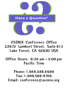 Questions? Contact the USENIX Conference Office
