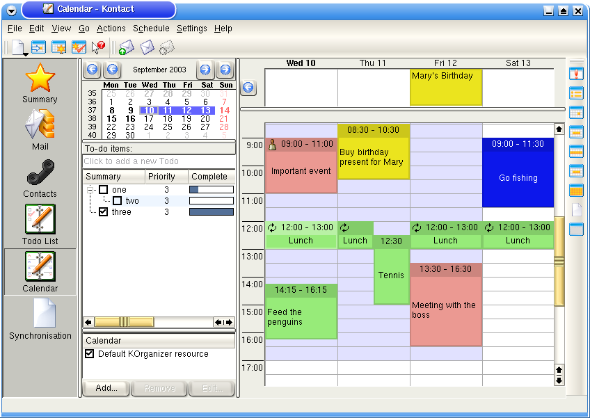 Kontact screenshot