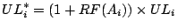 $\displaystyle \vspace{-0.05in}
 UL^{\ast}_i = (1+RF(A_i))\times UL_i$