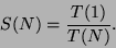 \begin{displaymath}
S(N) = \frac{T(1)}{T(N)}.
\end{displaymath}