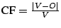 $\mbox{CF} =
\frac{\vert V-O\vert}{V}$