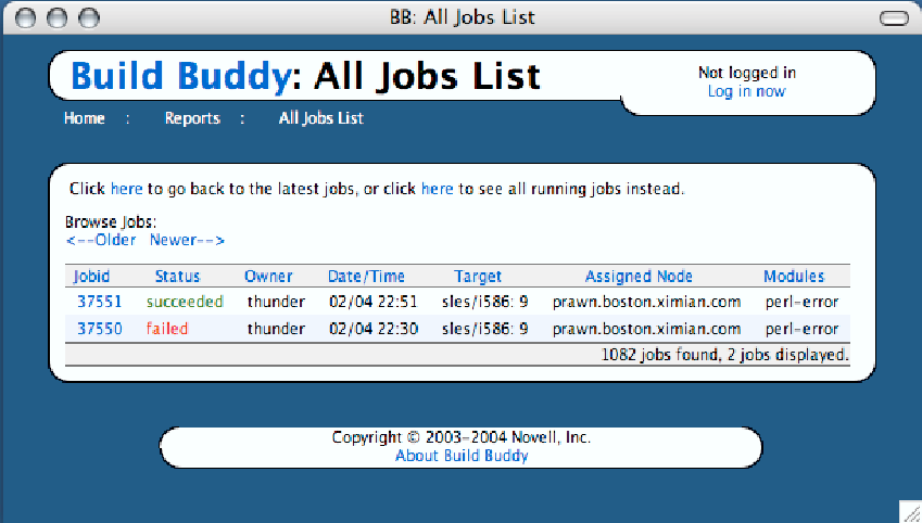 Recent Jobs (shortened list)