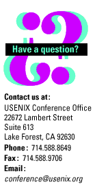 Questions? Contact the USENIX Conference Office