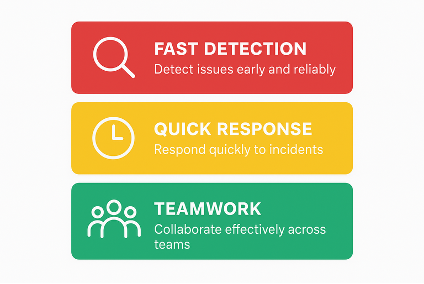 Diagram showing fast detection, quick response, and teamwork
