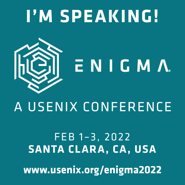 I'm Speaking at Enigma 2020 button